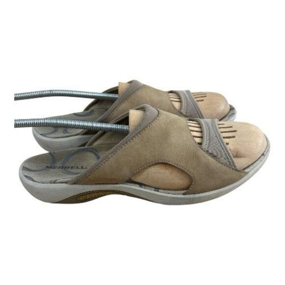 Merrell Palmetto Taupe Sandals Women Size 12 Brown Tan Leather Slides Slip On - Picture 2 of 12